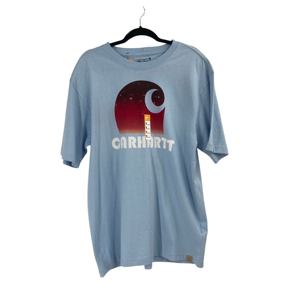 Carhartt Loose Fit Large Logo Graphic Short Sleeve Shirt Blue Red Men’s Medium